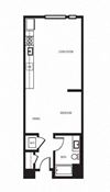 Studio floor plan l Orion Apartments in Oakland