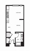 Studio floor plan l Orion Apartments in Oakland