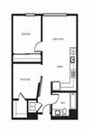 1x1 floor plan l Orion Apartments in Oakland