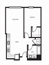 1x1 floor plan l Orion Apartments in Oakland