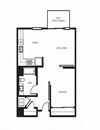 1x1 floor plan l Orion Apartments in Oakland