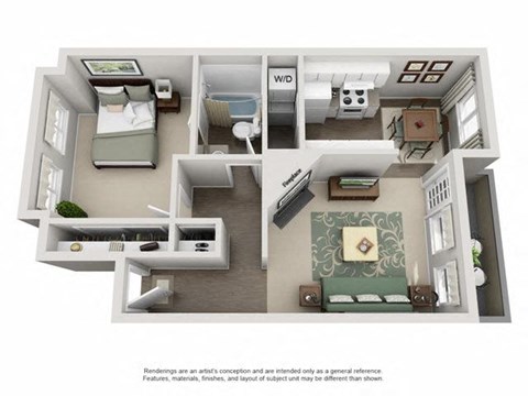 Two bedroom floor plan at TOWNSHIP Apartments, CANBY