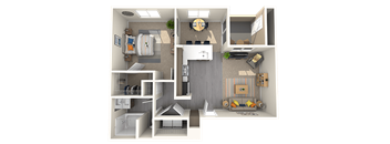 a floor plan of a one bedroom apartment at ARISTA APARTMENT HOMES, Las Vegas, NV