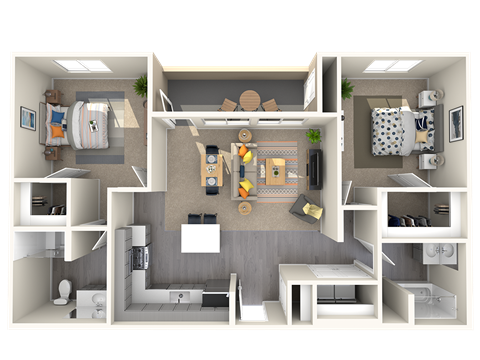 Two bedroom floor plan 1104 square feet