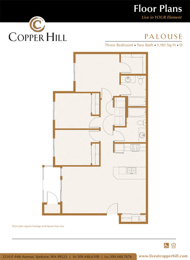 Palouse 3 Bedroom 2 bath floor plan layout