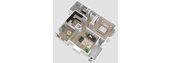 Park Place Reno 1x1B 3D floor plan