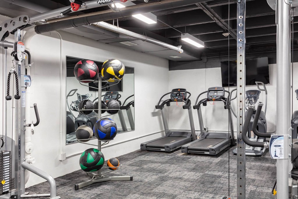the gym at the flats at big tex apartments at Park Capitol, Utah