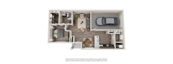 a stylized floor plan with a bedroom and a living room at Arcadia Townhomes, Roy