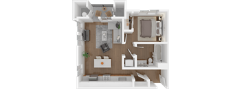 a floor plan of a house with a bedroom and a living room