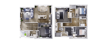 two different layouts of a floor plan of a house