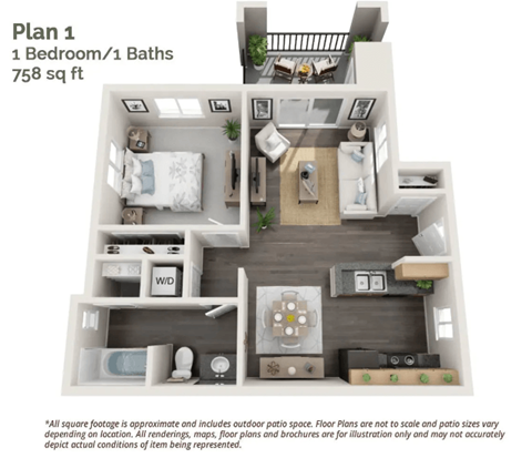 One bedroom floor plan