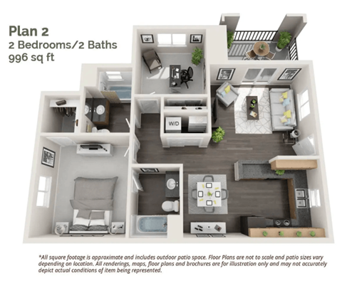 Two bedroom floor plan