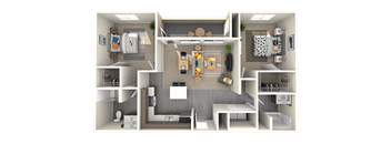 Arista Apartments 2x1.5 floor plan at ARISTA APARTMENT HOMES, Las Vegas, Nevada