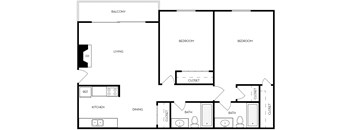 a floor plan of a living room with a kitchen and a bedroom at Park Capitol, Salt Lake City