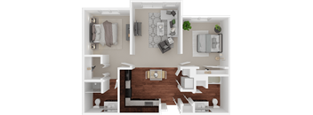 a floor plan of a one bedroom apartment with a bathroom and living room