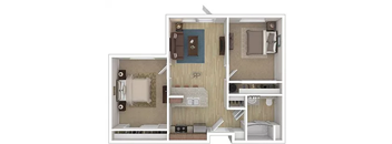 Rainier Vista 2 bedroom 3D floor plan