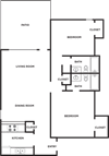 Two bedroom floor plan l Woodlands of Plano Apartments in Texas
