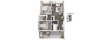 a floor plan of a 1 bedroom apartment with a bathroom and a living room at Cadence Apartments, Roy