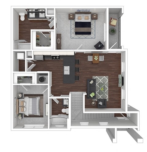 2x2B1-U-Bh floor plan