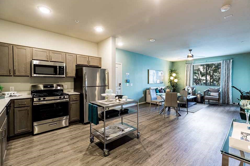 View of kitchen and living room