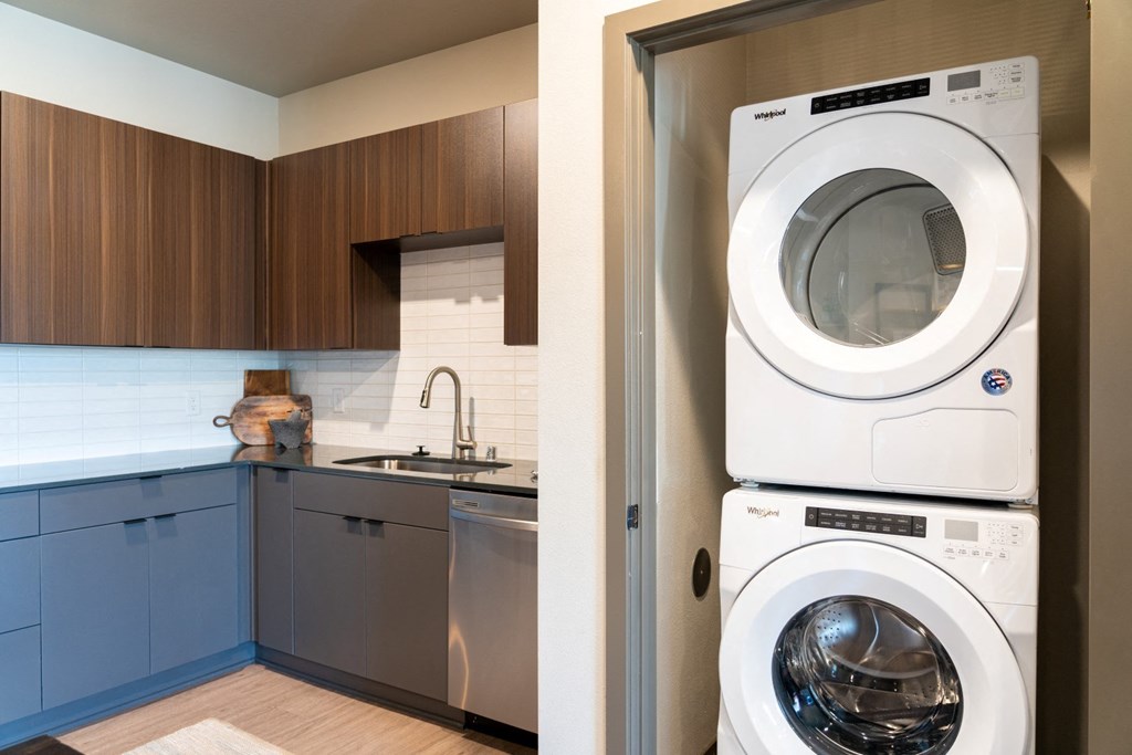 Double R kitchen area with laundry 