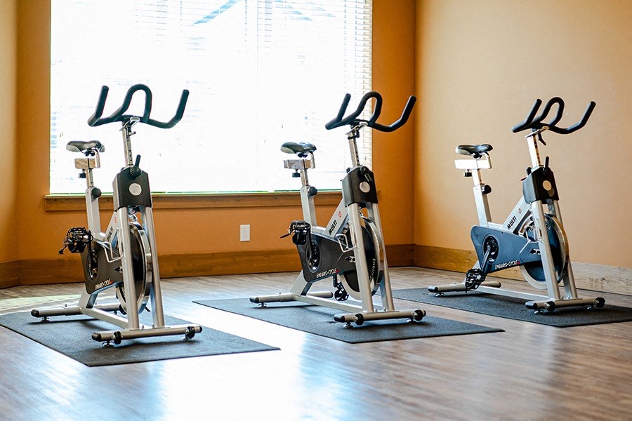 Spin bikes in fitness center