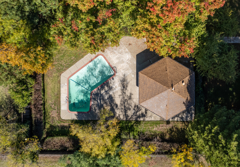 View of pool from sky