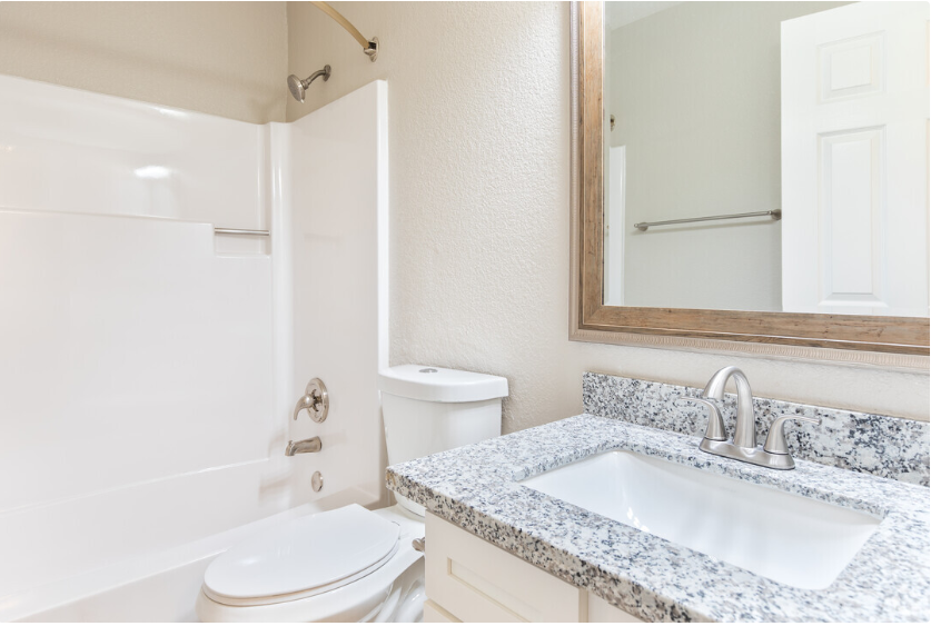 Bathroom vanity and shower
