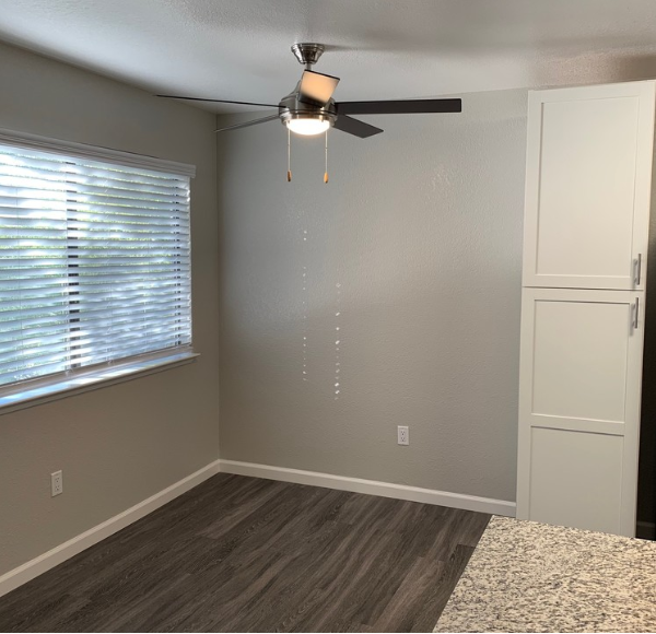 Dining area with window near kitchen