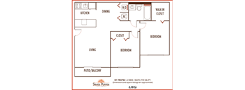 Siesta Pointe 2 bedroom 1 bath 2D floor plan