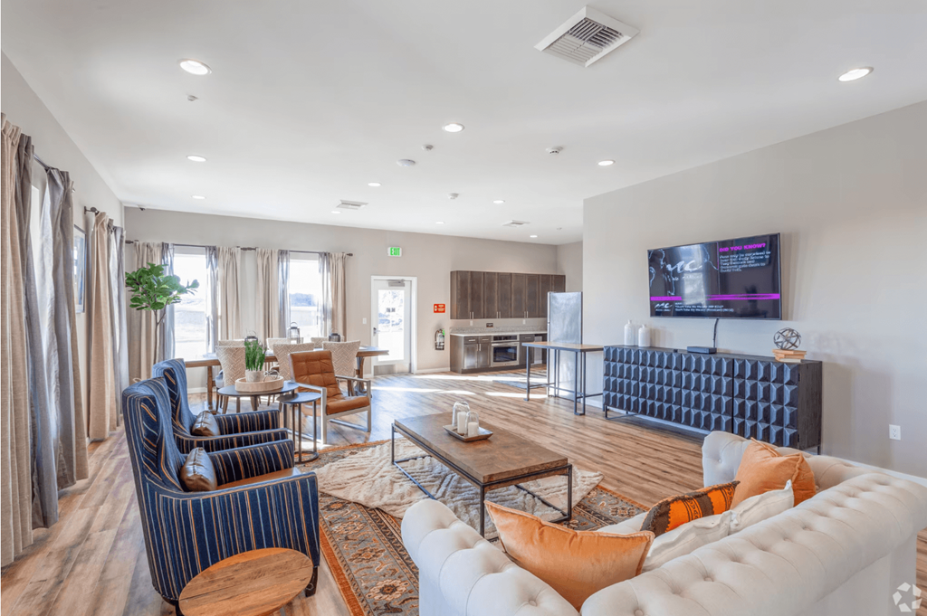 clubhouse with couches and table