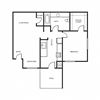 1 bedroom 1 bath 2D floor plan