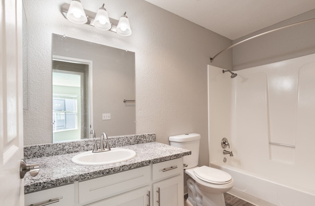 Bathroom sink vanity and shower
