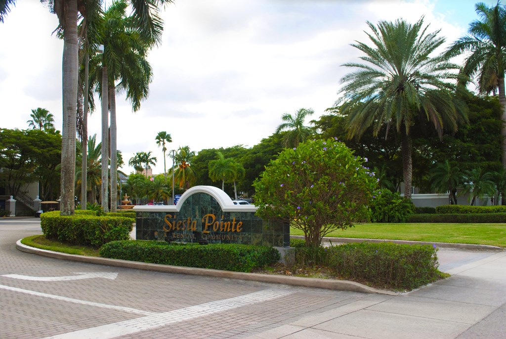 Siesta Pointe exterior signage from street at Siesta Pointe, Florida