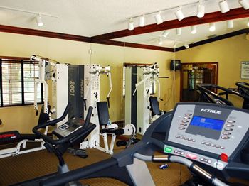 Siesta Pointe fitness center with cardio and weight equipment