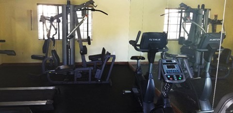 Siesta Pointe fitness center with cardio at Siesta Pointe, Hialeah