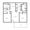 2 Bedroom 2 bath 2D floor plan