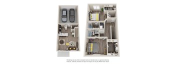 a stylized floor plan of a 2103 sq ft apartment at Arcadia Townhomes, Utah