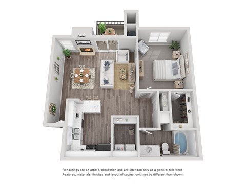 One bedroom floor plan l Stonelake Apartments in Elk Grove CA