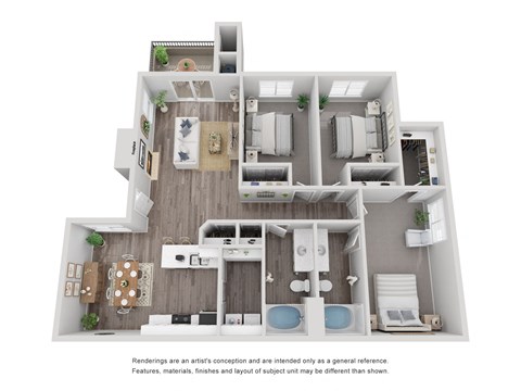 Three bedroom floor plan l Stonelake Apartments in Elk Grove CA