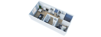 Side view of 3D studio C floor plan