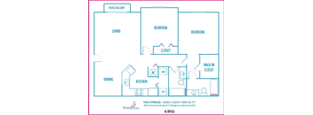 Sanctuary Cove 2 bedroom 2 bath 2D floor plan