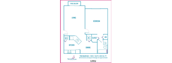 Sanctuary Cove 1 bedroom 1 bath 2D floor plan