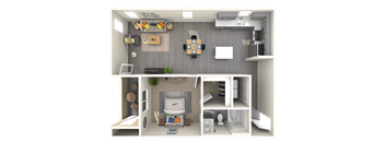 One bedroom floor plan 847 square feet