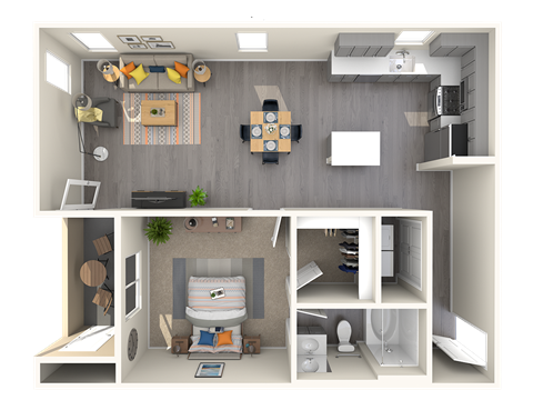 One bedroom floor plan 847 square feet