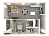 One bedroom floor plan 847 square feet