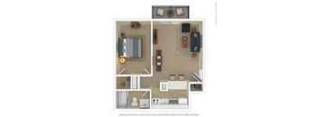 Terra Heights in Tacoma 3D 1 bedroom floor plan