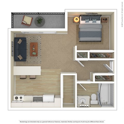 Terra Heights in Tacoma studio 3D floor plan