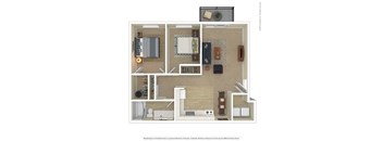Terra Heights in Tacoma 3D floor plan of 2 bedroom