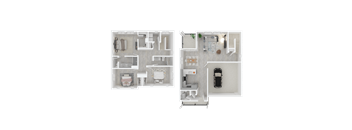 The Isles 3D floor plan for 3 bedroom 2.5 bath